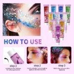 10 Piece Body Glitter Gel, Carnival Face Glitter Cosmetics Suitable for Women, Shiny Thick Hair Glitter, Carnival Accessories Fo - Image 6