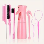 7pcs Hairdressing Tool Set Bristle Rat Tail Edge Comb Eyebrow Brush with Braiders Ponytail Creator Water Sprayer Styling Set - Image 7