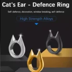 Self-defense cat ear ring window breaker women's anti-wolf men's single finger buckle carry defense spikes finger tiger . - Image 3