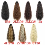 22Inch Synthetic Long Kinky Curly Ponytail Hair Extension Drawstring Wrapped Clip in Hair Black Hairpiecefor Women - Image 2