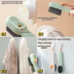 1pc Multi-function automatic spot shoe brush soft hair hand pressure hanging hole suitable for clothing carpet plastic handles - Image 2
