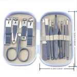 14 Piece Deluxe Manicure & Pedicure Set Pink And Blue Stainless Steel Nail Scissors, Clippers, Ear Digging Spoon for Men & Women - Image 6