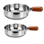 Stainless Steel Milk Pot 1PC with Heat-Resistant Wooden Handle - Image 2