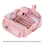 Large Capacity Pencil Case Organizer - Multi-Compartment Desktop Storage for School & Office Supplies ( Pink/Purple/Black) - Image 9