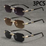 Rimless Sunglasses Rectangle Fashion Popular Women Men Shades Small Square Sun Glasses For Female male Summer Traveling Oculos - Image 12