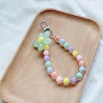 Phone Anti-lost Lanyard Key Short Wrist Pendant Colorful Macaron Round Bead Pendant Women's Hand-held Chain Mobile Phone Lanyard - Image 8