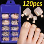 120Pcs 9-Colors French Fake Toenails Summer Short Sqaure Press On Toe Nails Tips Glossy Nude/Pink/Brown Full Cover False Toenail - Image 17