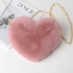 Fashion Women's Heart Shaped Handbags Cute Faux Fur Crossbody Bags  Lady Soft Plush Chain Shoulder Bag Shopper Totes - Image 8