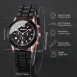 4PCS Couple Watches Fashion Arabic Women Quartz Watch Casual Silicone Band Wristwatches Magnet Heart-Shaped Bracelets Set - Image 5