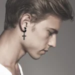 5 Pairs Stainless Steel Earrings Cross Dangle Hinged Earrings, Cubic Zirconia Stud Earrings For Men, Ear Piercing Jewelry - Image 2