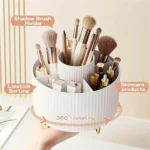 360° Rotating Makeup Organizer - 1pc Plastic Cosmetic Storage with 5 Compartments - Multi-Functional Holder for Brushes - Image 3