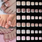 120Pcs 9-Colors French Fake Toenails Summer Short Sqaure Press On Toe Nails Tips Glossy Nude/Pink/Brown Full Cover False Toenail - Image 5