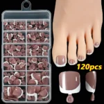 120Pcs 9-Colors French Fake Toenails Summer Short Sqaure Press On Toe Nails Tips Glossy Nude/Pink/Brown Full Cover False Toenail - Image 26