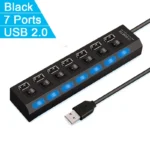 High Speed 4/7 Ports USB HUB 2.0 Adapter Expander Multi USB Splitter Multiple Extender with LED Lamp Switch for PC Laptop - Image 7